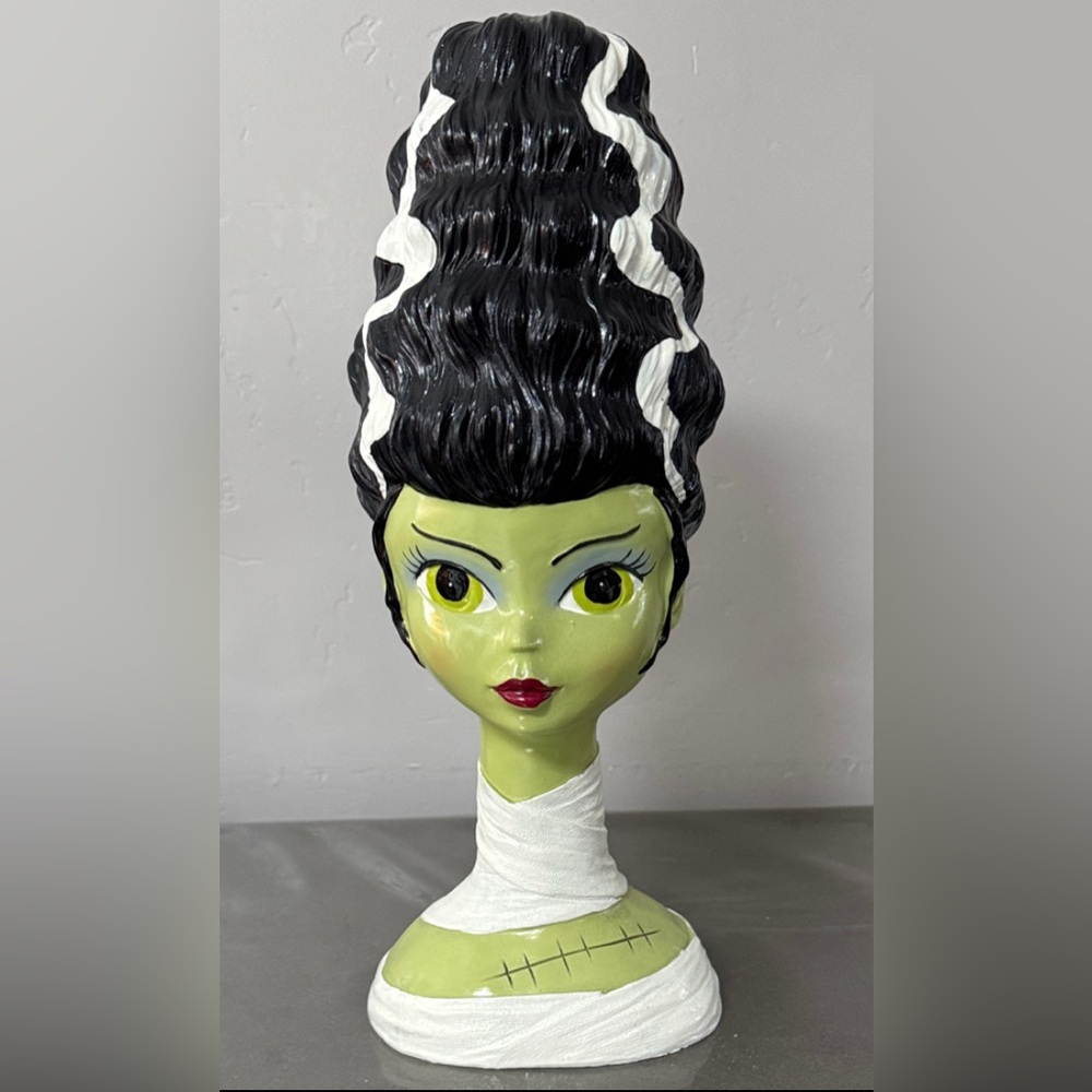 Halloween Viral TikTok Bride Of Frankenstein Stein Head Halloween Bust Statue.